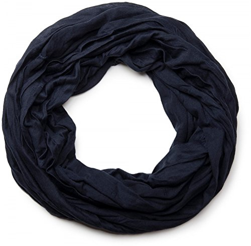 styleBREAKER Damen Jersey Loop Schlauchschal in Crash-Optik | Leichter elastischer Sommerschal Unifarben | Weich & Modisch | One Size, Farbe:Midnight-Blue