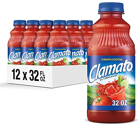 Clamato Original Tomato Cocktail, 32 Fl oz Bottles (Pack of 12) Bottles