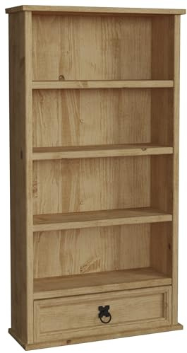 Vida Designs Corona Bookcase, 1 Drawer, Blu-ray/CD Rack, Solid Pine Wood