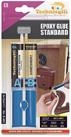 Technicqll Lot de 2 colles époxy pour pierre métal caoutchouc bois marbre composants électroniques 12 ml