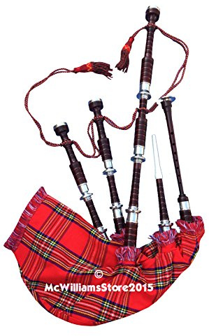 McWilliams PROFESSIONAL SCOTTISH HIGHLAND BAGPIPE NATURAL FNS MOUNTS RS TARTAN AND HARD CASE