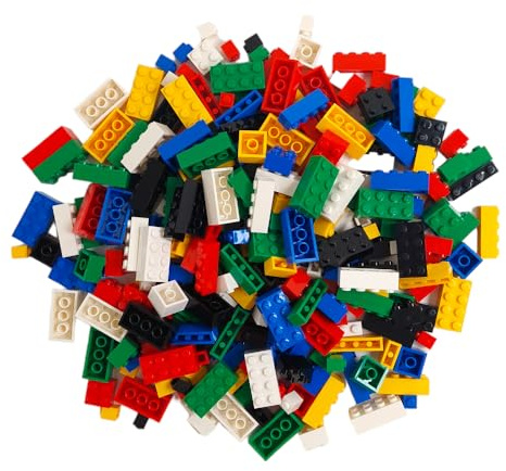 Q-Bricks Classic Bausteine Box Basic Mix | 300 Grundbausteine in 5 Formen | Grundfarben: Rot, Grün, Schwarz, Gelb, Blau und Reinweiß | Verpackt in Einer wiederverwendbaren Box.