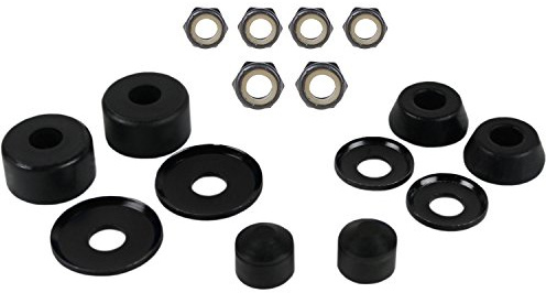 TGM Skateboards Skateboard Bushings Washers Pivot Cups Nuts Truck Rebuild Kit for 2 Trucks (Black)