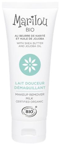 Marilou Bio - Lait Douceur Démaquillant Bio - Démaquille, nettoie, adoucit et apaise - 99% d'ingrédients d'origine naturelle - Tous types de peaux - 75 ml
