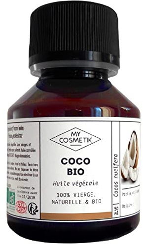 MY COSMETIK - Olio vegetale di cocco - ORGANIC Da agricoltura biologica - 100% puro e naturale - prodotto in Francia - Cura dei capelli - 100 ml