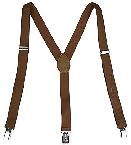 Fat-catz-copy-catz Quality Slim Narrow Adjustable Unisex Adult Child Elastic Clip-on Braces Suspender Y back Neon Belt One Size, posted from London (dark brown braces)