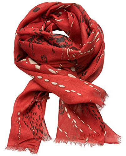 Alpenflüstern Damen Trachtenschal Spurensuche Hirsch Trachtenhalstuch, Rot (Rot 20), One Size (Herstellergröße: 70 cm x 180 cm)