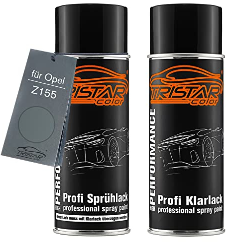 TRISTARcolor Autolack Spraydosen Set für Opel Z155 Moonland Metallic Basislack Klarlack Sprühdose 400ml