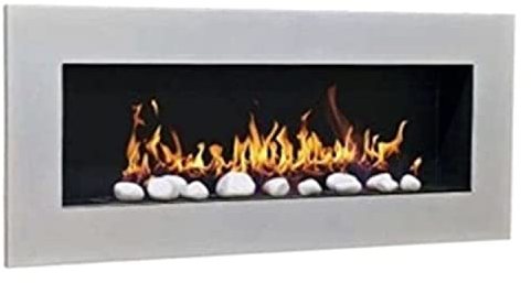 Kaminbau Mierzwa Ethanolkamin Gelkamin Kaminofen Wandkamin Design Don Fuego XXL incl. Set Dekosteine - Silber