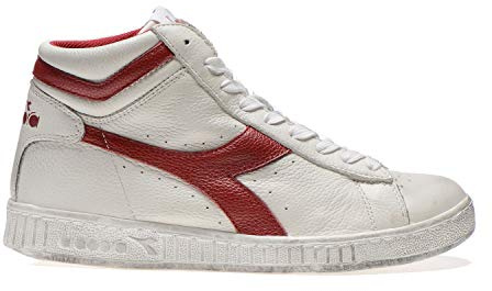 Diadora Game L High Waxed, Sneaker Unisex - Adulto, Bianco Rosso 1, 36 EU Stretta