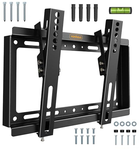 VonHaus TV Wall Bracket for 23-45 Screens, TV Bracket with Spirit Level, Flat to Wall Mount with Tilt, 30kg Capacity, Max VESA: 200x200mm