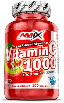 AMIX Vitamine C 100 Caps, 1000MG par Capsule, Enrichie de Cynorrhodon, Aide à Renforcer et à Maintenir le Système Immunitaire