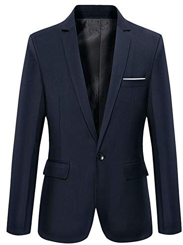 Benibos Mens Slim Fit Casual One Button Blazer Jacket (S, 302 Navy)