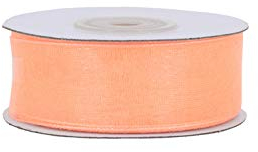 Organzaband 25mm x 25m Rolle - FARBAUSWAHL in 3/6/12/25/38mm - transparent, farbecht & waschbar - Schleifenband für Hochzeit - Geschenkband zum Verpacken Dekorieren Basteln - Apricot 714