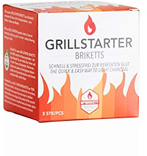 McBrikett GRILLSTARTER BRIKETTS 3er Pack, selbstzündender Grillanzünder aus Kokoskohle, Schwarz