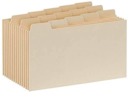 Oxford Index Card Guides with Blank Tabs, 3 x 5 Inches, 1/5 Cut Tabs, Manila, 100 per Box (40352)