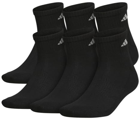 adidas Mens Athletic Cushioned Quarter Ankle Socks (6 Pairs) Durable & Comfortable