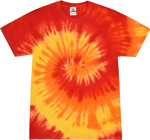Colortone 100% Cotton Tie Dye T-Shirt for Women and Men, X-Large, Blaze