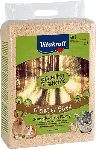 VITAKRAFT - Country Home - Litière Absorbante Biodégradable à Base de Bois Tendre Non Traité pour Rongeurs - Neutralise les Odeurs - 60L