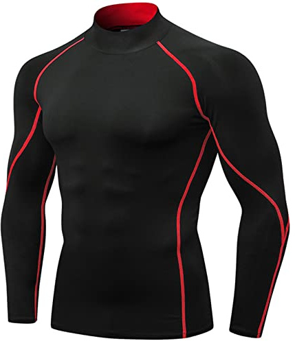 SANANG T-Shirt a Maniche Lunghe da Uomo con Strato Compressivo Sottovuoto ad Asciugatura Rapida e Strato di Base 1058