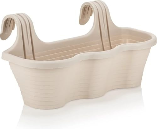 Serinova Jardinera Balcón, 53 cm Largo, 10 LTS, Set 2 Unidades, Maceta Colgar, Barandilla (Antracita)