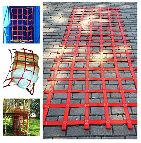 KläTterlastnäT föR Barn,GungstäLlning Lekplatsset föR BakgåRdar TräDgunga Utomhuslekstuga Jungle Gym Hinderbana VåNingssäNg Stege Repbro LastnäT,NinjanäT (Size : 4x7m/13.1x23ft)
