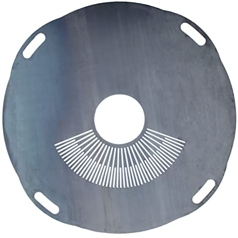 Dynamic-Wave Premium Feuerplatte 100 cm - 5mm dick - Grillring & BBQ-Platte (mit Feinem Grillrost) & 4 Handgriffen - Ultimatives Grilldisk-Erlebnis für Feuertonnen & Feuerring