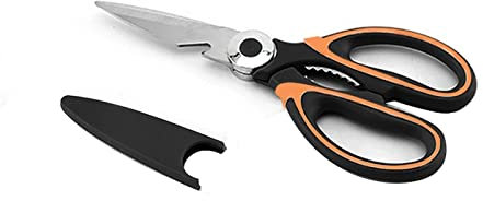 Tijeras de cocina, tijeras de cocina de acero inoxidable, herramienta de tijeras multiusos para carne, verduras, hierbas, tijeras para barbacoa (naranja)