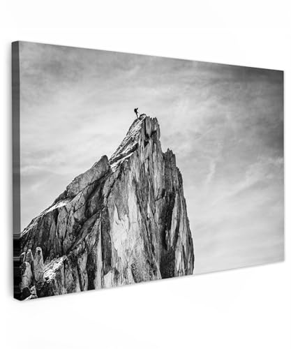 MuchoWow© Impression sur Toile Peinture 120x80 cm Tableau Mural Decoration Salon Reproductions de Tableaux Murale Moderne Montagne - Nature - Noir et blanc