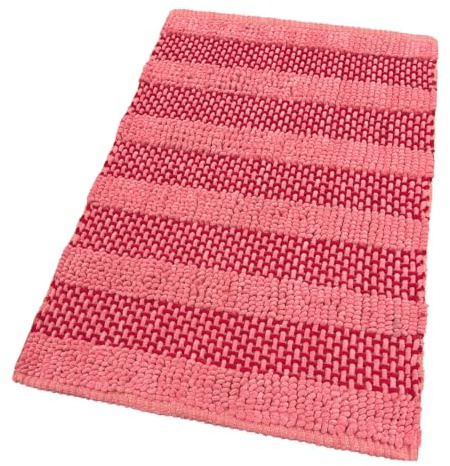 Teppich für Schlafzimmer, für Badezimmer, Baumwolle, geflochten, dreidimensional, weich, saugfähig, 50 x 80 cm, Rosa