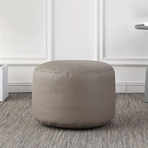 Runder Ottoman aus Kunstleder, Fußstütze, Sitzsack-Sitzsack, Hellgrau, 30 x 20 cm