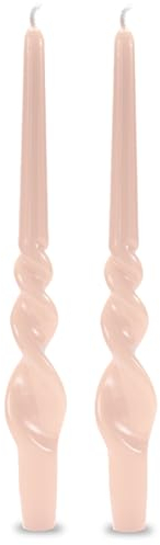 Set da 4 candele artigianali con spirale Voluta - Altezza 30 cm - Cipria-Cereria Di Giorgio