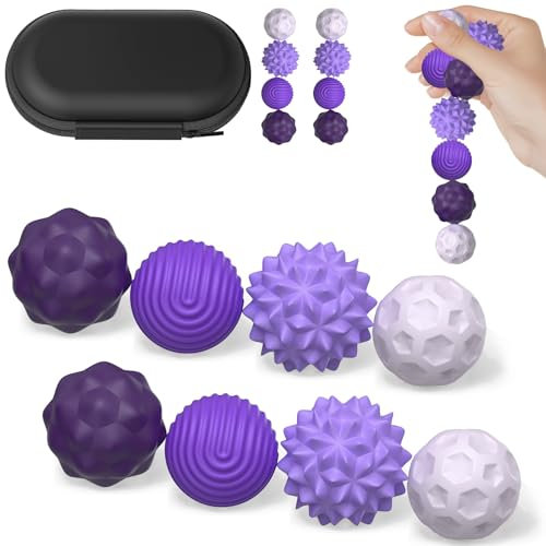 8 Bolas Magnéticas Anti-Estrés - Juguete Sensorial para Adultos y Niños, Alivia Ansiedad y Estrés con Acupresión y Fricción, Ideal para Fidgeting y Relajación (Morado)