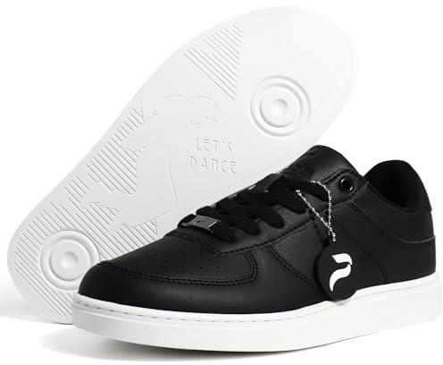 Unisex Dance Sneakers Spin Sole Comfortable Men's and Women's Black&White Dance Shoes for Latin Dancing Bachata Salsa Line Dancing Swing Shuffling Hip Hop