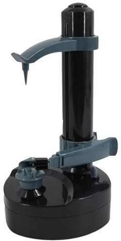 CAOJS Pelador de Patatas eléctrico, pelador de Manzanas Giratorio automático con 1 Adaptador y 2 Cuchillas adicionales en la Base, Funcionamiento con un Solo Toque, pelador automático