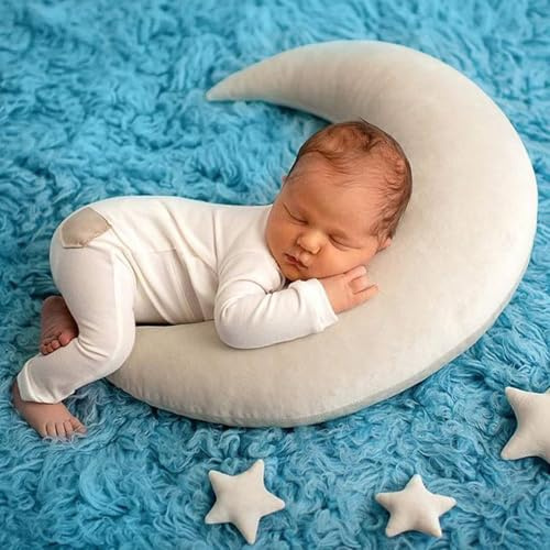 Xanewza Puntelli fotografici neonati, mezzaluna posa cuscini e stelle, accessori per la fotografia del bambino decorazione cesto foto oggetti di scena bambino servizio fotografico accessori di scena