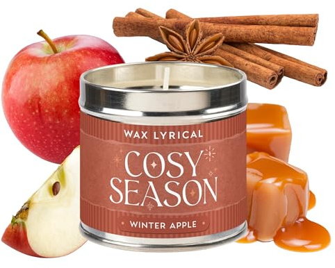 Wax Lyrical Winter Apple Candle Tin | Sweet Seasonal Scent | Red Caramel Apple Fragrance | Up to 35 Hours