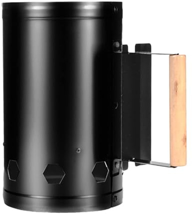 JIYIHENKEAI Fire Starter Chimney, Portable Round Anti Scalding Stainless Steel Anti Slip Charcoal Chimney Starter for Car Camping Outdoor BBQ(Black)