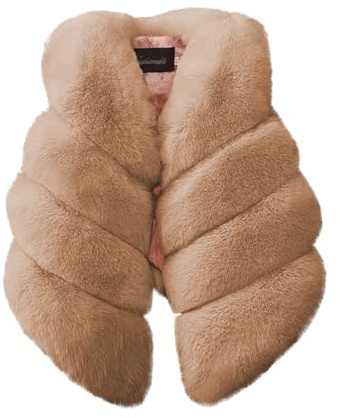 Gilet in Pelliccia Sintetica Bambini Caldo Cappotto Senza Maniche in Pile Elegante Gilets Invernale Ragazza Casual Moda Giacca Tinta Unita Giubbotto Antivento Bambina per 1-13 Anni