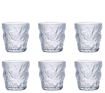 Glass Cups/Glass Tumblers 6 PCS Glacier Glass Cup Drinking Glasss Water Cup Set Household Beer Mug Tea Cup Kitchen Glassware Set Drinking Glasses (Color : B, Size : L)
