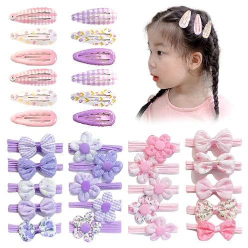 FOSDICK 32 PCS Accesorios Pelo Niña, Gomas y Horquillas Pelo Niña, Pinzas para el Cabello Infantil, Accesorios Pelos para Bebés, Niñas, Adolescentes y Niños Pequeños