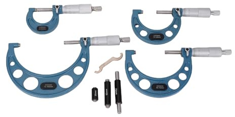 Stylebest Set Micrometri Esterni, Micrometri in Lega Resistente per Misurazioni di Precisione in Ingegneria - 4 Pezzi in Acciaio Inossidabile da 0 a 100 Mm