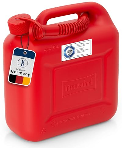 Hünersdorff Bidón para carburante STANDARD 10 L, PEAD Rojo, con homologación UN, accesorios rojos