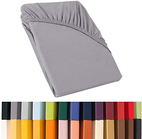 CelinaTex Relax Boxspringbett Wasserbett Spannbettlaken 90x200-100x220 cm Platin grau Jersey Mako Baumwolle 160g/qm Laken