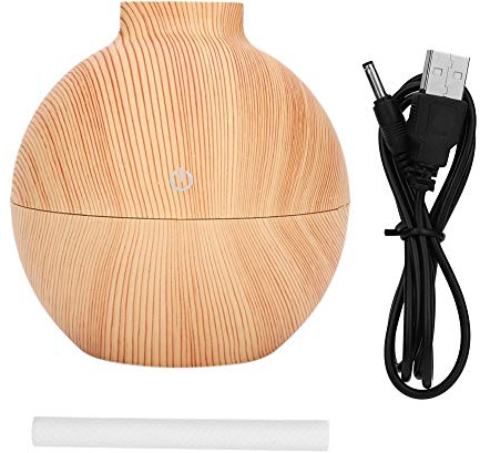 Diffuseurs D'Huiles Essentielles, Diffuseur D'Arômes, Humidificateur de Bureau USB LED à Air Mini, pour Chambre à Coucher, Bureau(Grain en Bois Clair)
