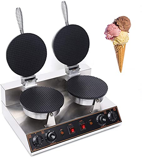 110V 1200W Electric Ice Cream Cone Waffle Machine Stainless Steel Non-Stick Commercial Cone Machine Ice Cream Roll Machine, Suitable for Restaurant, Bakery, Dessert House, Family