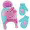 Hasbro Girls Winter Accessory Hat and Mittens Set, Peppa Pig Toddler Beanie for Toddler Ages 2-4 Blue/Pink