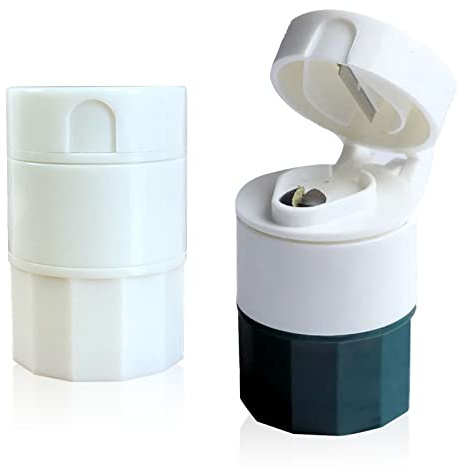 Yzwuyou 2 Pezzi Portapillole Tascabile Piccole Tagliapillole Precisione in 2 e 4 Multifunzione Frantumapillole Trita Pastiglie Medicine per Bambini e Anziani