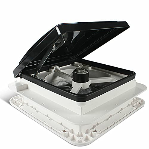 SHZICMY Ventilateur d'extraction d'air pour fenêtre de toit - Avec LED - Étanche - Avec moustiquaire - 5-30 W - 28 x 28 cm - Pour caravane, camping-car, caravane