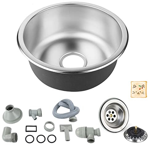 Évier de Cuisine encastrable Petit évier de Camping, évier de Cuisine en Acier Inoxydable 304, évier de Cuisine à Un Bol Profond avec crépine et égouttoir, tuyaux de plomberie (50 * 40 * 20cm)